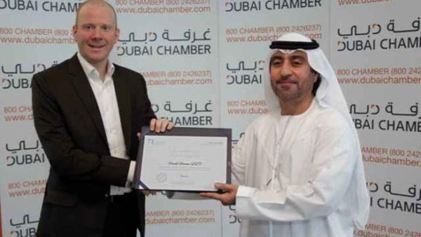 Ben Churchill, Managing Director, Emrill receiving the Dubai Chamber CSR Label from H.E. Hisham Al Shirawi, 2nd Vice Chairman, Dubai Chamber Ben Churchill, Managing Director, Emrill receiving the Dubai Chamber CSR Label from H.E. Hisham Al Shirawi, 2nd Vice Chairman, Dubai Chamber