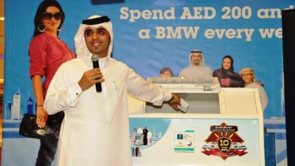 Khalid Ahmed Al Sadi, a Palestinian national was picked as the proud winner of a new BMW3 series car Khalid Ahmed Al Sadi, a Palestinian national was picked as the proud winner of a new BMW3 series car