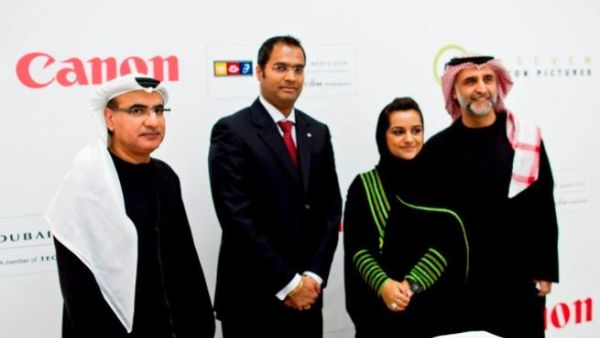 Canon executives with UAE filmmaker Nayla Al Khaja