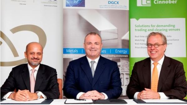Mr. Gautam Sashittal, Chief Operating Officer of DMCC, Mr. Gary Anderson, Chief Executive Officer of DGCX, Mr. Nils-Robert Persson, Executive Chairman of Cinnober Financial Technology