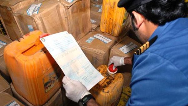 Seizure of the non-valid vegetable oil 