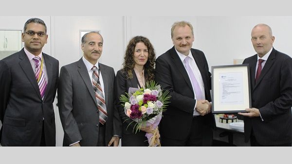 Michael John Adams, Vice President MRO Operations; Bernhard Randerath, Vice President Design, Engineering and Innovation; Dilek Senay Yazici, Senior Manager Airworthiness Monitoring; Ahmad Rajei, Senior Manager Design Engineering; and Shevantha Kamil Weerasekera, Head of Engineering Technical Services with the EASA Part21J Major Design Organisation Approval Certificate issued by EASA to Etihad Airways Engineering Michael John Adams, Vice President MRO Operations; Bernhard Randerath, Vice President Design, Engineering and Innovation; Dilek Senay Yazici, Senior Manager Airworthiness Monitoring; Ahmad Rajei, Senior Manager Design Engineering; and Shevantha Kamil Weerasekera, Head of Engineering Technical Services with the EASA Part21J Major Design Organisation Approval Certificate issued by EASA to Etihad Airways Engineering