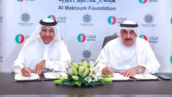 H.E Saif Humaid Al Falasi, Group CEO of ENOC and H.H Mirza Al Sayegh, Director General, Office of H.H Sheikh Hamdan Bin Rashed Al Maktoum, Chairman of the Al Maktoum College Board of Directors. H.E Saif Humaid Al Falasi, Group CEO of ENOC and H.H Mirza Al Sayegh, Director General, Office of H.H Sheikh Hamdan Bin Rashed Al Maktoum, Chairman of the Al Maktoum College Board of Directors.
