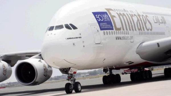 The Airbus A380 just landing in Rome’s Leonardo da Vinci airport