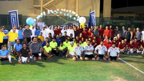 The participants at the Emirates NBD annual Ramadan Football Tournament