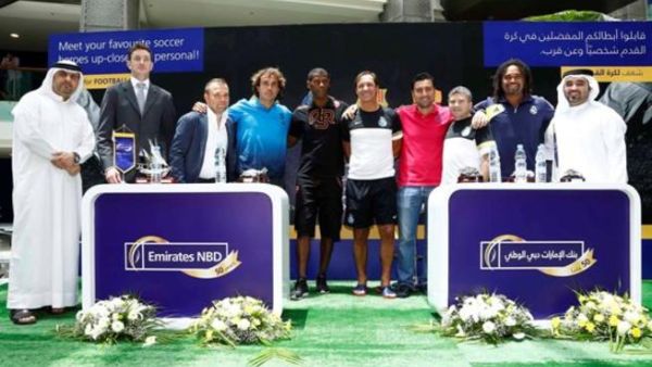 Emirates NBD officials with international football legends Emirates NBD officials with international football legends