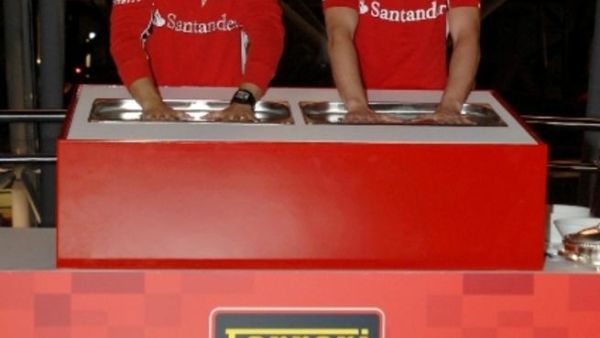 Fernando Alonso and Felipe Massa visit Ferrari World Abu Dhabi