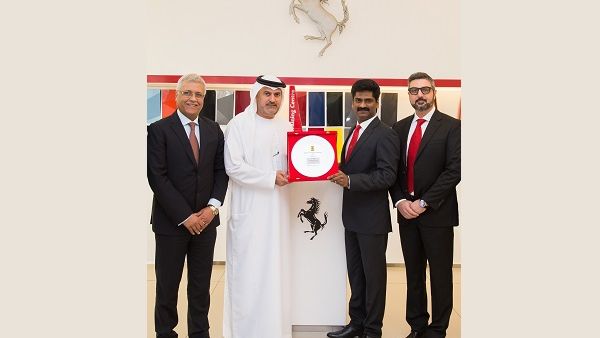 Ashok Khanna, Chief Executive Officer, Al Tayer Motors; Saeed Al Tayer, Managing Director, Al Tayer Motors, Jestin Augustine and Francesco Marchionna, Aftersales Manager, Ferrari Middle East and Africa Ashok Khanna, Chief Executive Officer, Al Tayer Motors; Saeed Al Tayer, Managing Director, Al Tayer Motors, Jestin Augustine and Francesco Marchionna, Aftersales Manager, Ferrari Middle East and Africa