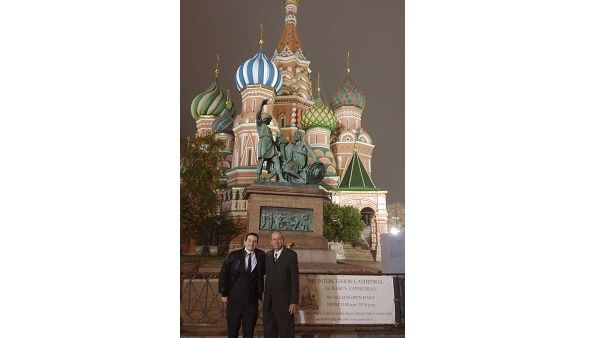Dr. Robert G. Wirsing, Professor of Government at Georgetown University in Qatar (GU-Q) & GU-Q alumnus Dmitriy Frolovskiy in Moscow Dr. Robert G. Wirsing, Professor of Government at Georgetown University in Qatar (GU-Q) & GU-Q alumnus Dmitriy Frolovskiy in Moscow