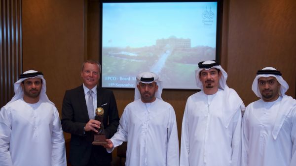HE Sultan Al Hameiri (Managing Director of Emirates Palace Company), Holger Schroth (General Manager of Emirates Palace), HE Ahmed Al Hameiri (Chairman of Emirates Palace Company), Salah Al Waswasi (Board Member of Emirates Palace Company), Mansour Al Mansouri (Board Member of Emirates Palace Company) HE Sultan Al Hameiri (Managing Director of Emirates Palace Company), Holger Schroth (General Manager of Emirates Palace), HE Ahmed Al Hameiri (Chairman of Emirates Palace Company), Salah Al Waswasi (Board Member of Emirates Palace Company), Mansour Al Mansouri (Board Member of Emirates Palace Company)