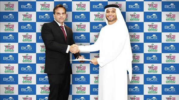 Mohammad Alhawari, Takaful Emarat’s Managing Director, and Dominic Docherty, Chairman, BIOS, during the signing ceremony. Mohammad Alhawari, Takaful Emarat’s Managing Director, and Dominic Docherty, Chairman, BIOS, during the signing ceremony.