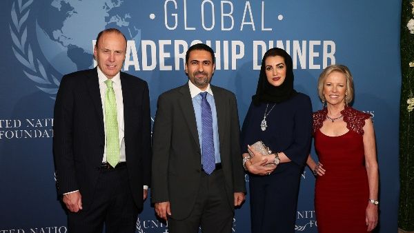 Peter Yeo Vice President, Public Policy & Advocacy, UN Foundation, Rashed Al Ansari General Manager of Al Ansari Exchange & his spouse, and Kathy Calvin, President and CEO UN Foundation