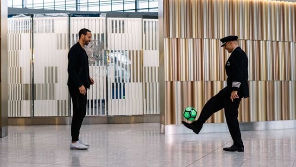 Former England international and Manchester United legend Rio Ferdinand (L) showing off some of his football skills. Former England international and Manchester United legend Rio Ferdinand (L) showing off some of his football skills.