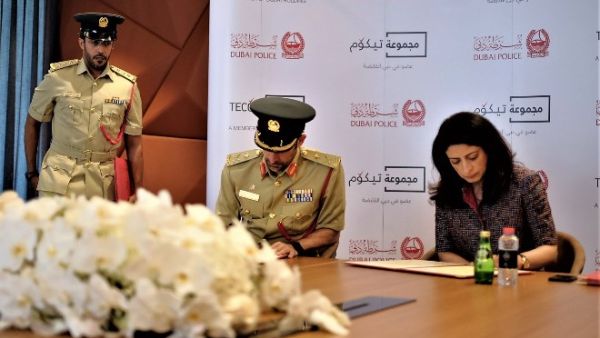 The first of their kind in the region, the smart police stations will offer smart services round-the-clock, including allied services that will operate without any human intervention.  (Pictured here: Major General Abdullah Khalifa Al Marri, Commander-in-Chief of Dubai Police, and Dr. Amina Al Rustamani, Group CEO of TECOM Group.)