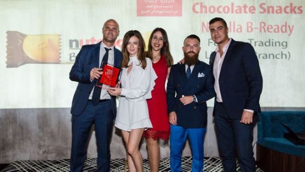 The Nutella Middle East team accepts the Product of the Year Award for B-Ready at the event's Gulf 2018 edition. The Nutella Middle East team accepts the Product of the Year Award for B-Ready at the event's Gulf 2018 edition.