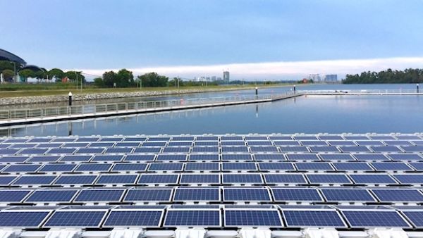 Floating solar panels may be a viable alternative for the city-state surrounded by water. 