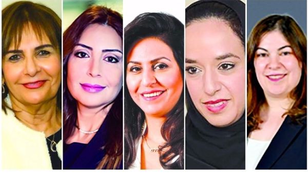 From left, Ms Almoayyed, Ms Al Shirawi, Ms Al Hashemi, Shaikha Hessa, and Ms Karzoon. (GDN)