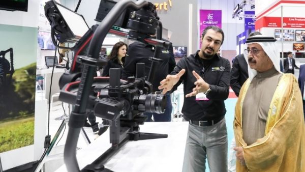 Following the official opening, Sheikh Hasher toured the exhibition halls, meeting with exhibitors who have gathered here for the 24th edition of CABSAT. (Courtesy SG)