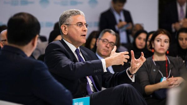 Ryder addressing the gathering at the WGS summit in Dubai. (Trade Arabia)