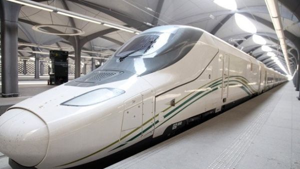 The high-speed electric train is designed to travel at speeds of more than 300 kilometers per hour and is considered the fastest in the Middle East. (Courtesy of SPA)
