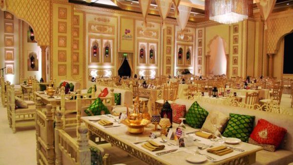 Shahrazad Tent features a luxurious white-and-gold theme paired with furniture and accessories in an Arabesque style. (The Peninsula)
