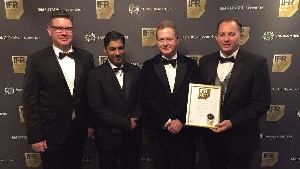 Pictured after picking up International Financing Review’s Emerging Europe Middle East and Africa Bond of the Year Award in London Pictured after picking up International Financing Review’s Emerging Europe Middle East and Africa Bond of the Year Award in London