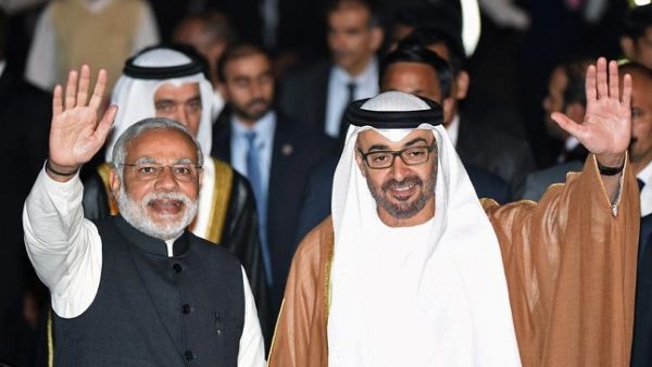 Sheikh Mohamed bin Zayed Al Nahyan, Crown Prince of Abu Dhabi with Narendra Modi, Prime Minister of India. (AFP) Sheikh Mohamed bin Zayed Al Nahyan, Crown Prince of Abu Dhabi with Narendra Modi, Prime Minister of India. (AFP)