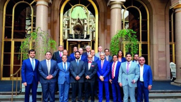 Rashid bin Ali Al Mansoori, CEO of Qatar Stock Exchange (front row-fourth left); Joseph Abraham, CEO, Commercial Bank (front row-third left); Dr R. Seetharaman, CEO, Doha Bank (front row-fifth left) and other offficials on the sidelines of New York roadshow. (The Peninsula) Rashid bin Ali Al Mansoori, CEO of Qatar Stock Exchange (front row-fourth left); Joseph Abraham, CEO, Commercial Bank (front row-third left); Dr R. Seetharaman, CEO, Doha Bank (front row-fifth left) and other offficials on the sidelines of New York roadshow. (The Peninsula)