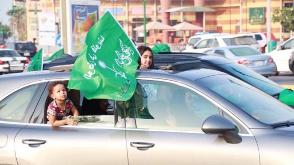 Saudi women are celebrating the National Day behind the steering wheel. (AN)