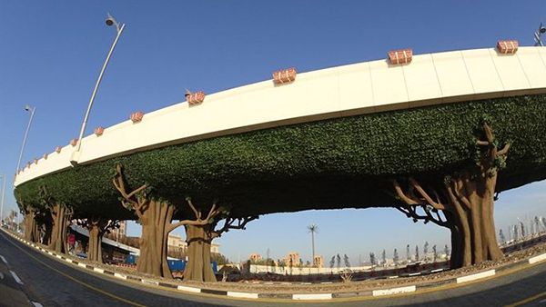 The pillars of the bridge leading to the East Crescent on Palm Jumeirah are decorated to look like tree trunks. (Twitter) The pillars of the bridge leading to the East Crescent on Palm Jumeirah are decorated to look like tree trunks. (Twitter)