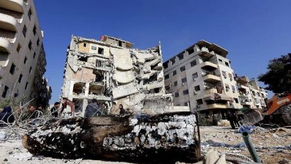 صور المبنى حيث قتل سمير القنطار بغارة اسرائيلية