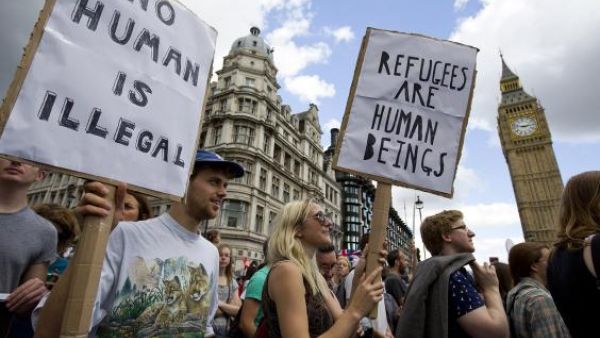 The UK has seen numerous protests both for and against resettling refugees. (AFP/File)