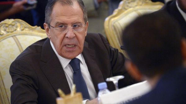 Russian Foreign Minister Sergei Lavrov speaks during the Arab League Forum in Moscow, on February 26, 2016. (AFP/Natalia Kolesnikova)