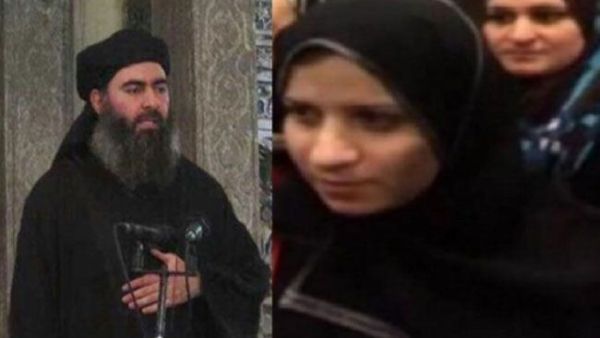 سجى الدليمي وزعيم داعش ابو بكر البغدادي في صورة تجميعية