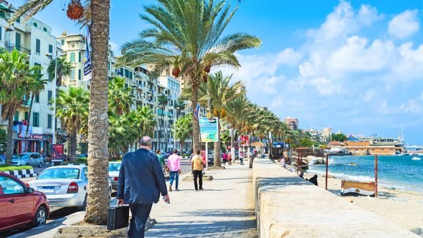 The comfortable promenade with the shady palms, numerous cafes and shops in the city centre in Alexandria. (Shutterstock/ File Photo)