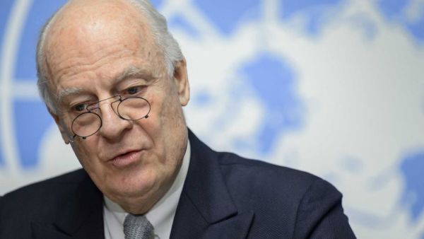 UN Syria envoy Staffan De Mistura speaks at the United Nations Offices. (AFP/File)