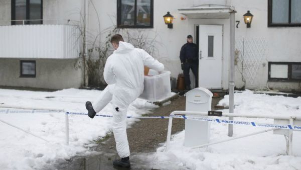 Police investigators are seen outside a home for juvenile asylum seekers in Molndal in southwestern Sweden on Jan. 25, 2016. A 22 year old female employee was killed in a knife attack at the center for migrant youths. (AFP/Adam Ihse) Police investigators are seen outside a home for juvenile asylum seekers in Molndal in southwestern Sweden on Jan. 25, 2016. A 22 year old female employee was killed in a knife attack at the center for migrant youths. (AFP/Adam Ihse)