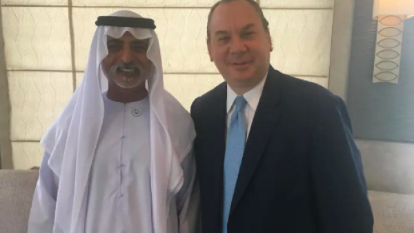 Rabbi Marc Schneier (R) with United Arab Emirate's Minister of Tolerance, Sheikh Nahyan bin Mubarak, (Twitter)

