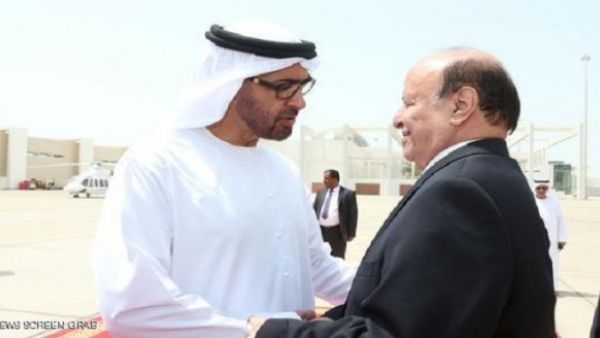 الرئيس اليمني هادي وولي عهد ابو ظبي الشيخ محمد بن زايد