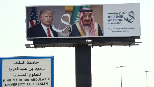 US President Donald Trump told Egyptian President Abdel Fattah al-Sisi in the Saudi capital on Sunday that he would soon visit Egypt. (AFP) 