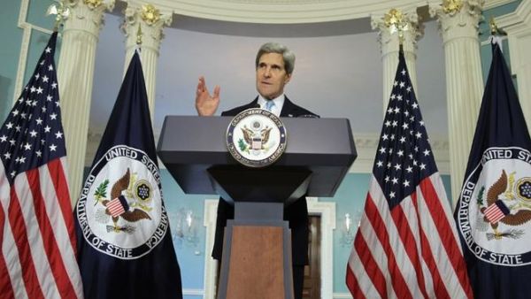 UNITED STATES, Washington : WASHINGTON, DC - AUGUST 30: U.S. Secretary of State John Kerry makes a statement at the State Department August 30, 2013 in Washington, DC. Alex Wong/Getty Images/AFP