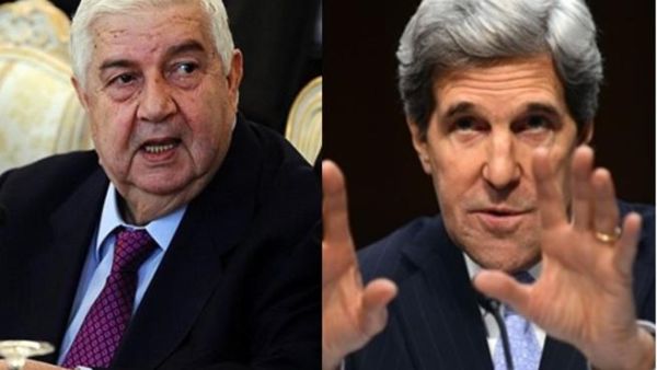 وزيرا الخارجية الأميركي جون كيري والسوري وليد المعلم