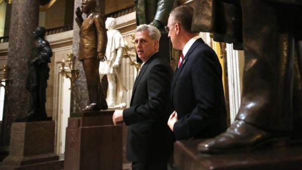 U.S. House Majority Whip Rep. Kevin McCarthy walks to the House Chamber for a vote October 3, 2013 on Capitol Hill in Washington, DC. The Democrats and the Republicans have come together to extend a measure granting visas to Iraqi interpreters. (Image credit: AFP)