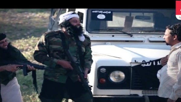 Palestinian comedy group Watan 3 Watar parody a Daesh roadside checkpoint in a 2014 YouTube video.  (Screenshot: Youtube) 
