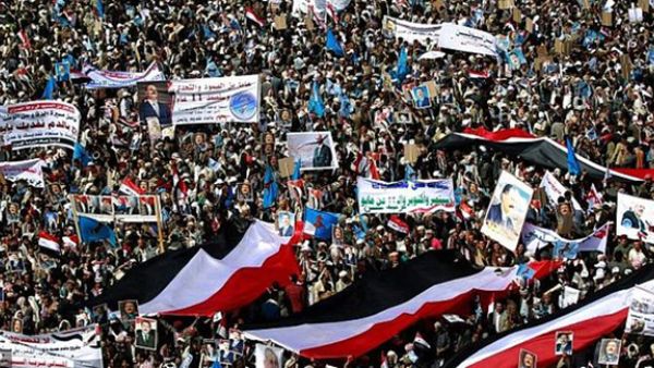 Yemenis protest against a Saudi-led coalition which supports various factions aligned with Yemen's internationally recognised government against Huthi rebels. (AFP)