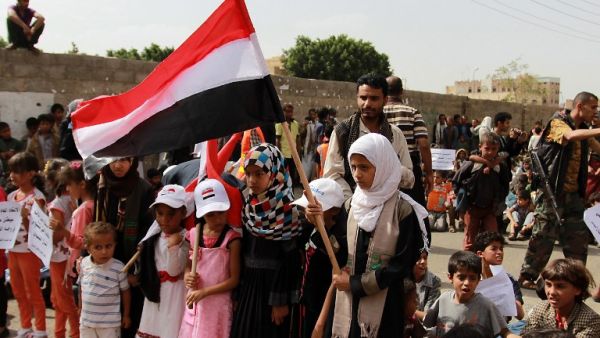 Yemeni children demonstrate against the removal of the Saudi-led coalition from the United Nations annual child rights blacklist, in front of United Nations (UN) office in Sanaa, on June 15, 2016. (AFP/Mohammed Huwais) Yemeni children demonstrate against the removal of the Saudi-led coalition from the United Nations annual child rights blacklist, in front of United Nations (UN) office in Sanaa, on June 15, 2016. (AFP/Mohammed Huwais)