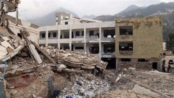 A school in the southern city of Ta'izz damaged in an airstrike in March (AFP)