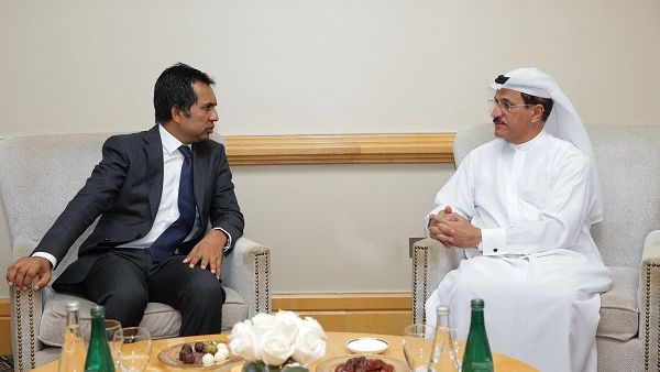 Sultan bin Saeed Al Mansoori, UAE Minister of Economy, receives Mohammed Saeed, Minister of Economic Development of the Republic of Maldives. Sultan bin Saeed Al Mansoori, UAE Minister of Economy, receives Mohammed Saeed, Minister of Economic Development of the Republic of Maldives.