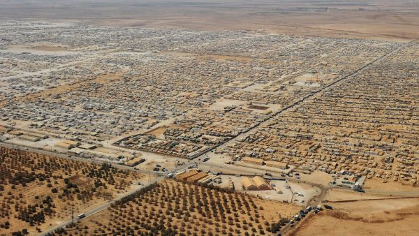 An aerial view of Zaatari shows how large the Syrian refugee camp, located in northern Jordan, has grown since its opening in July 2012.  (AFP/Mandel Ngan)
