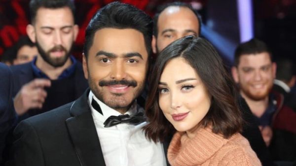 تامر حسني وزوجته بسمة بوسيل